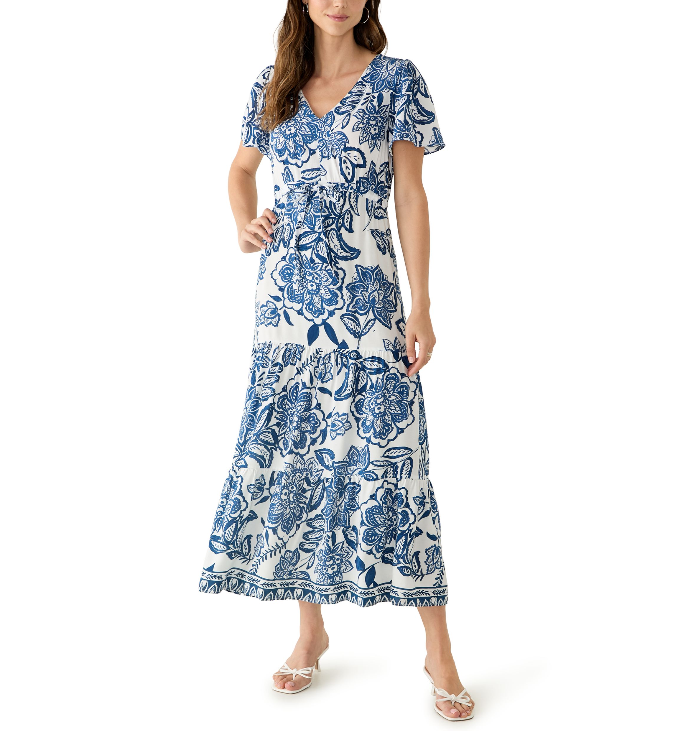 sachin and babi light blue dress Bohemian Print Midi Dress with Pocket main image 1