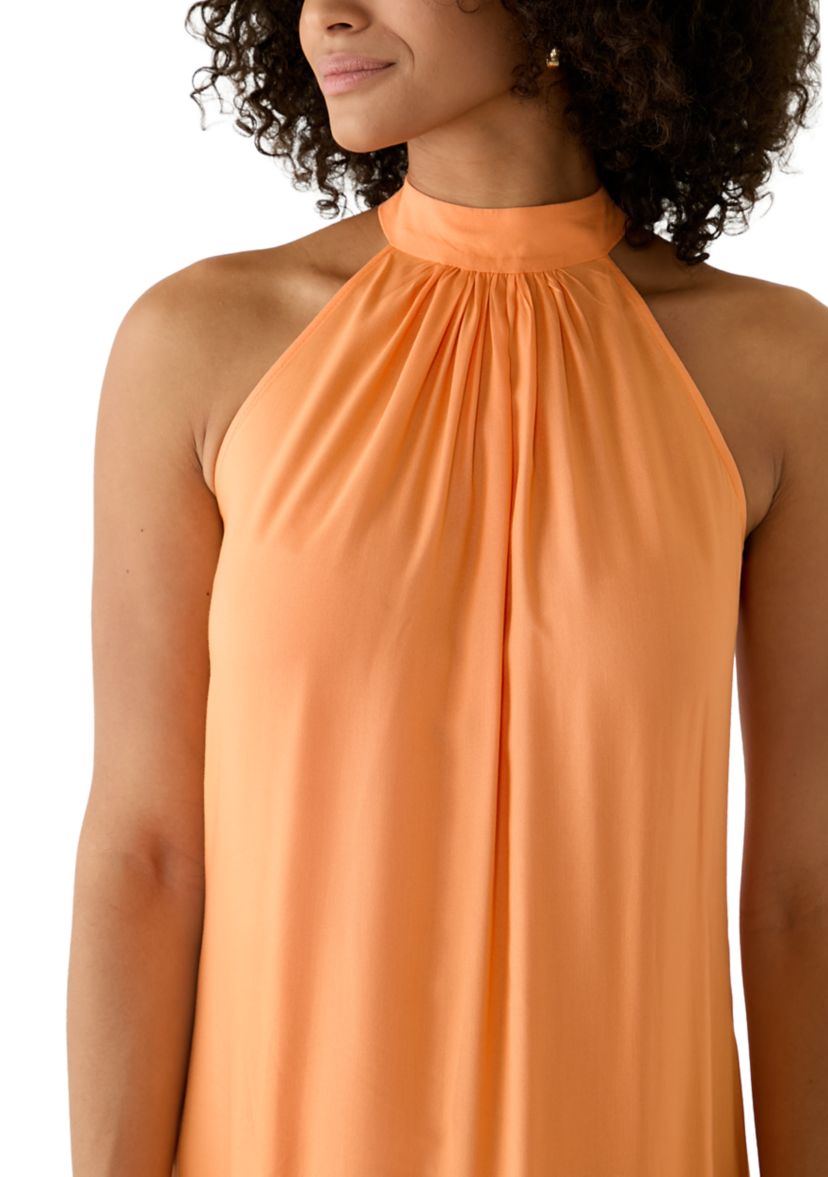 white halter top mini dress Priscilla Halter Keyhole Mini Dress | Tie-Up Halter Mini Dress main image 0