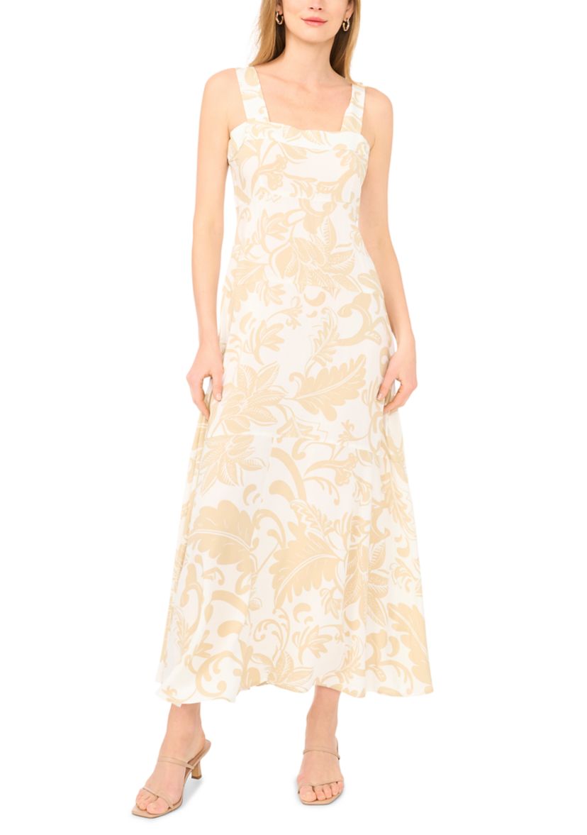 Vince Camuto Women's Sleeveless Square Neck Paisley Dress, Medium