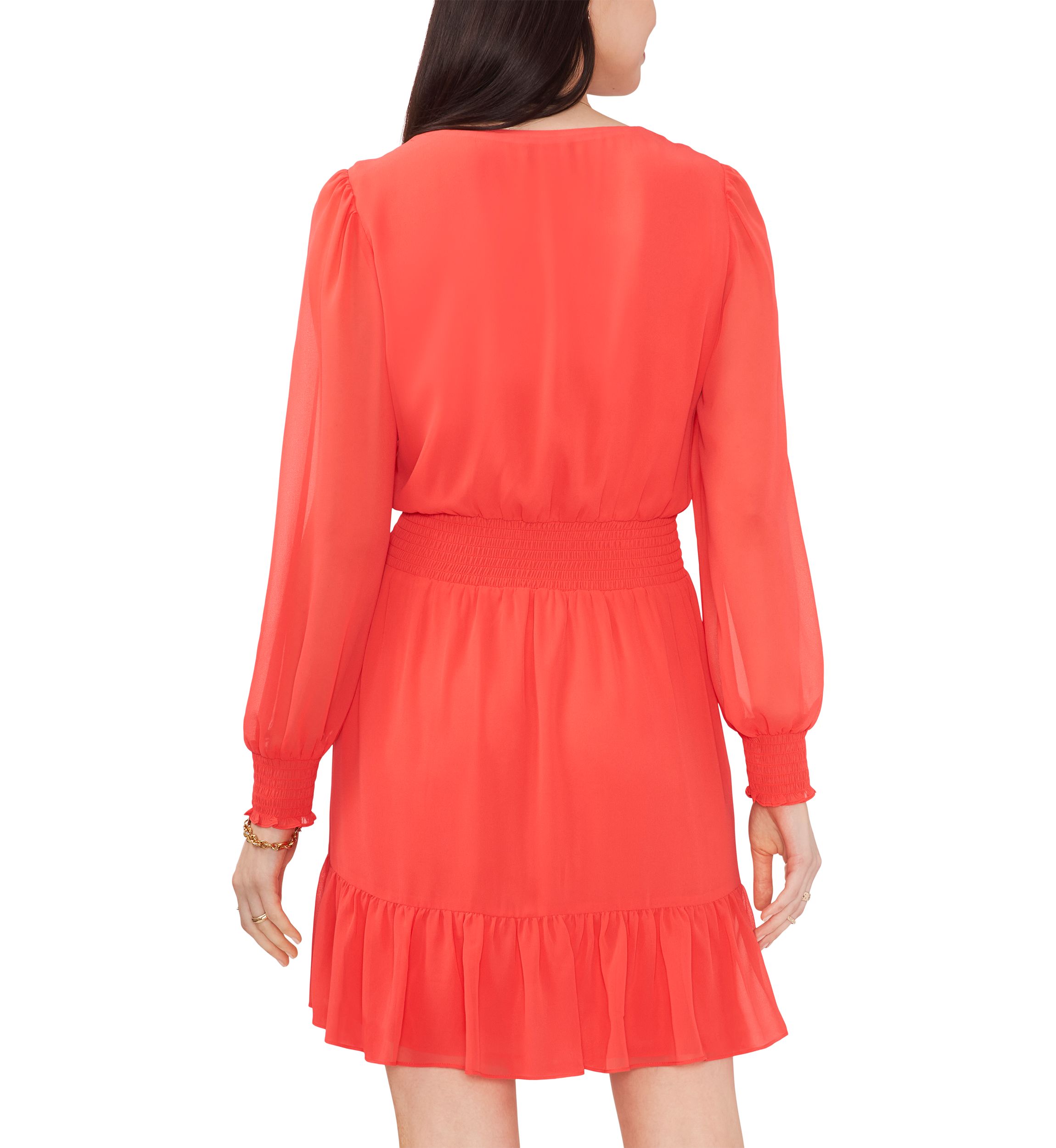 Womens Surplice Ruffle Hem Dress