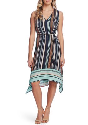 Women's Sleeveless Asymmetrical Hem Striped Dress