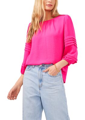 Women's 3/4 Pleated Sleeve Crinkle Top