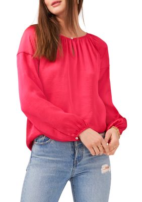 Women's Blouson Sleeve Rumple Peasant Blouse