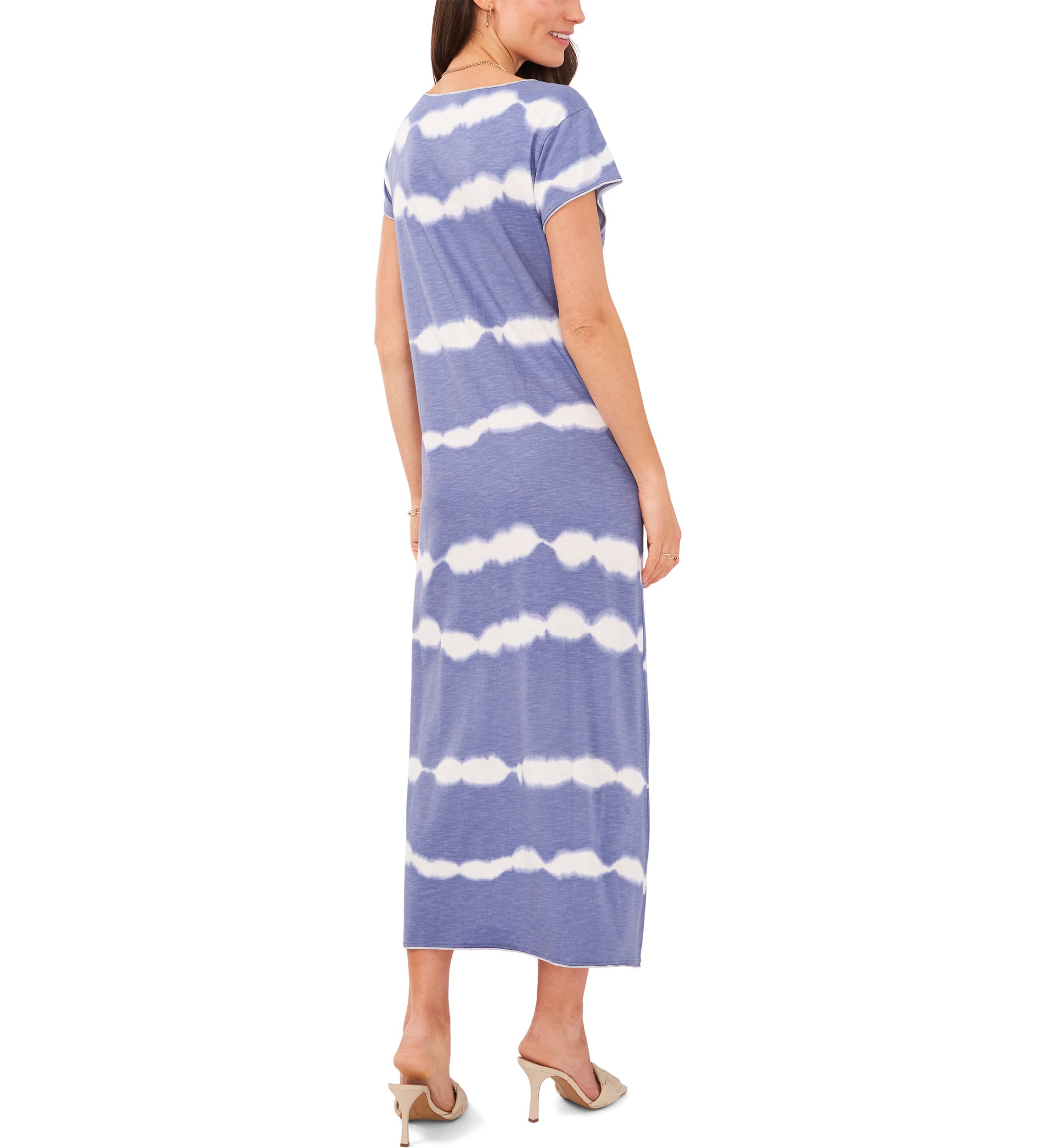 Womens Cap Sleeve Tie Dye Stripe Maxi Dress