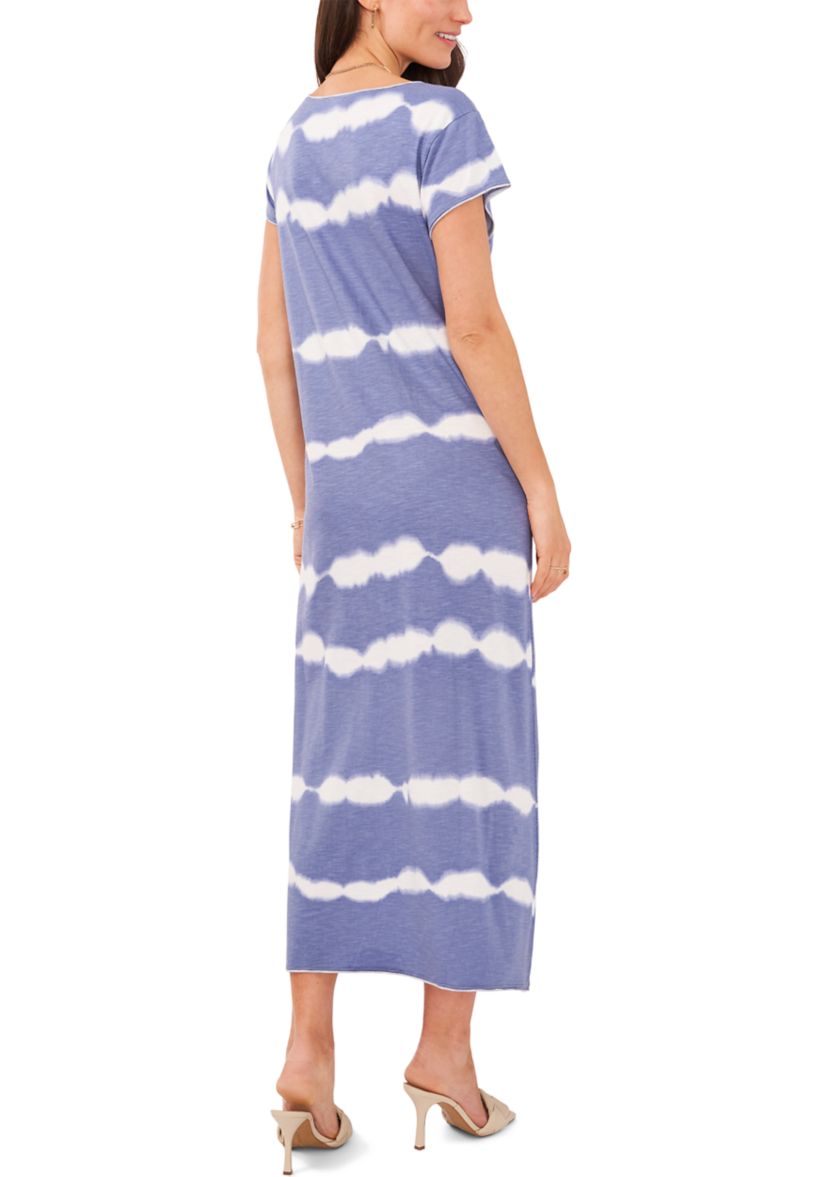 Womens Cap Sleeve Tie Dye Stripe Maxi Dress