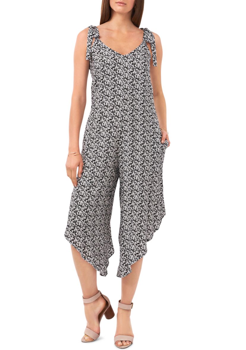 Womens Sleeveless Floral Cropped Jumpsuit 
