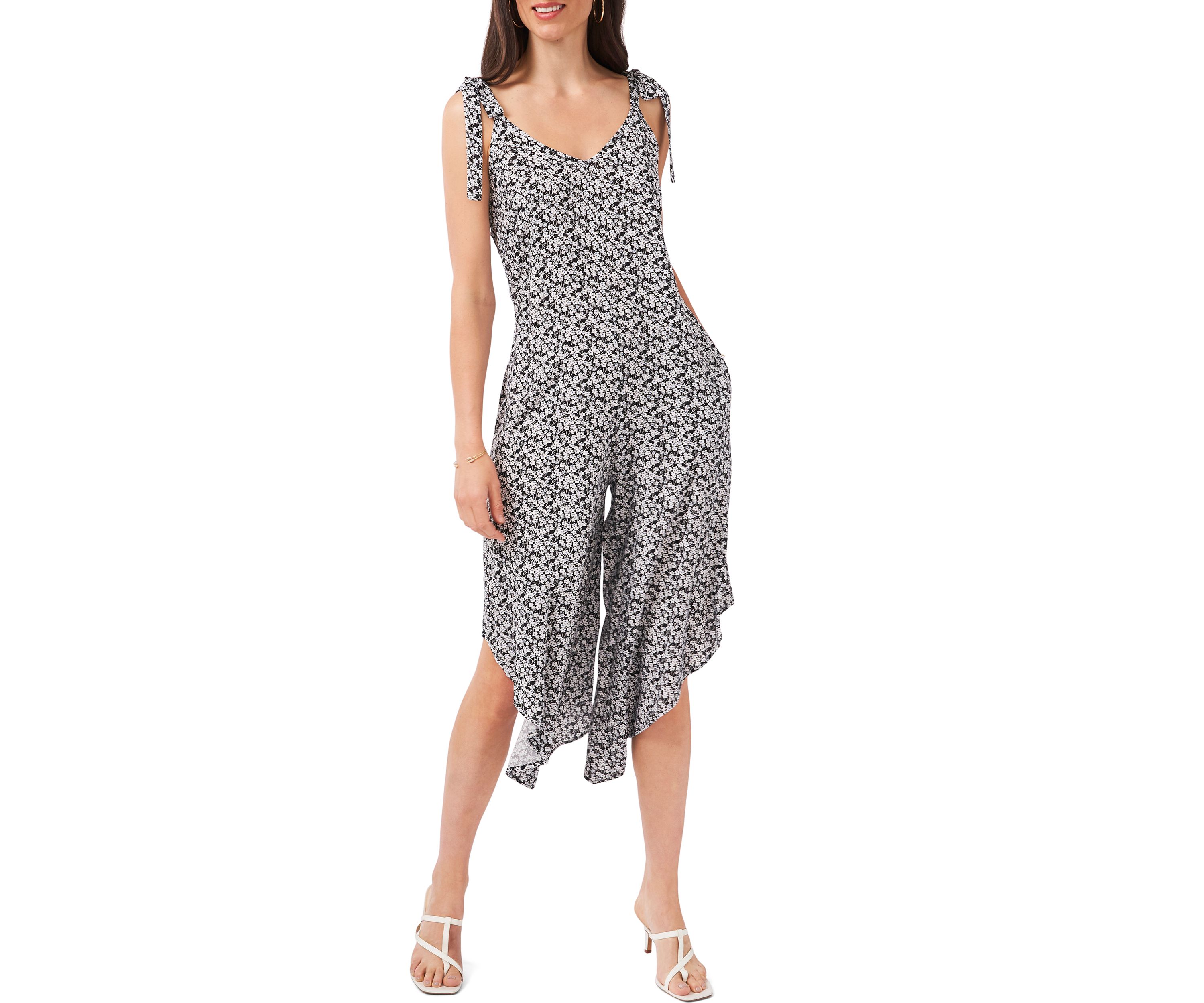 Womens Sleeveless Floral Cropped Jumpsuit 