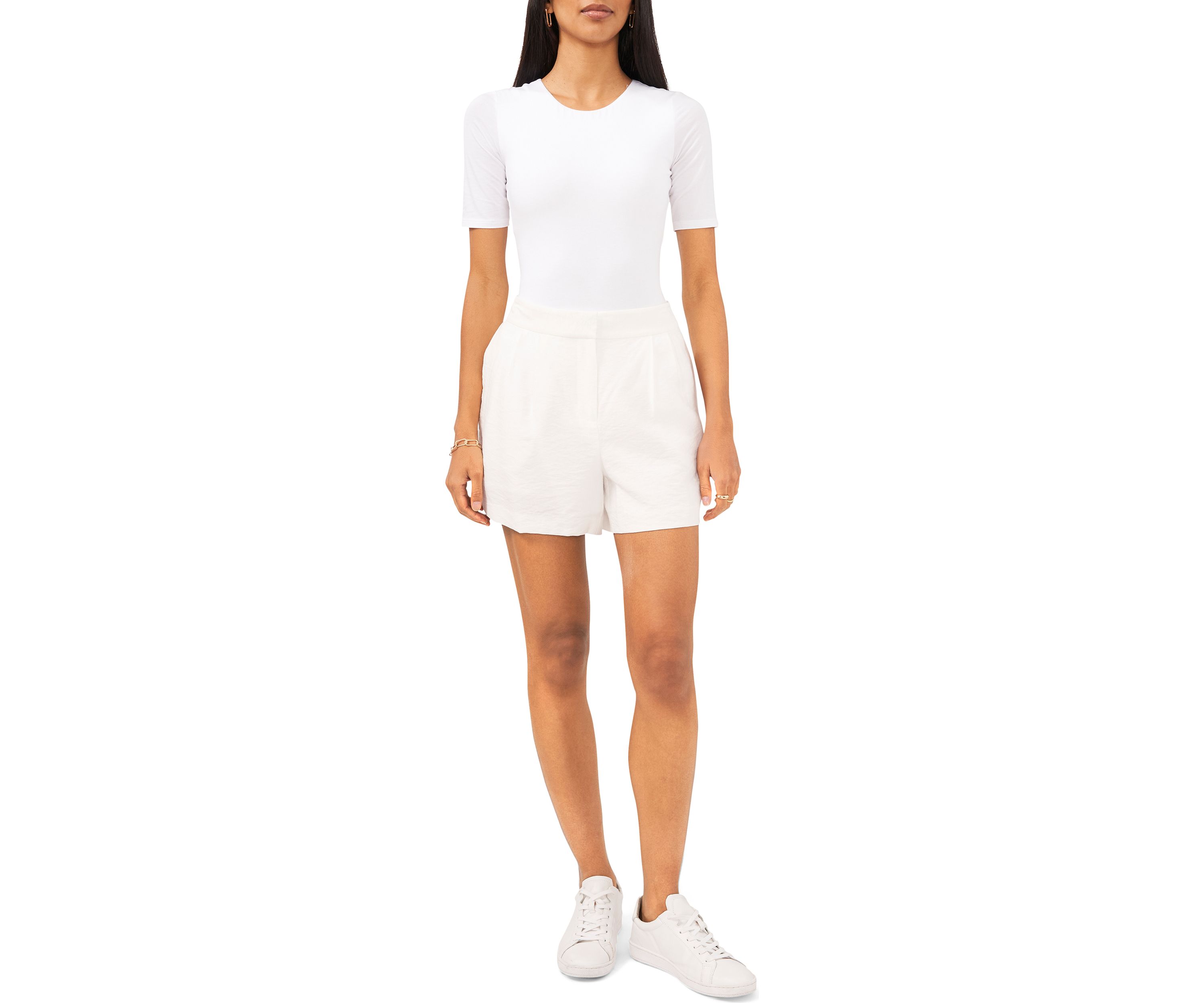 Womens Solid Pull On Shorts