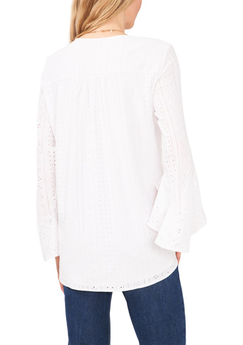 Womens Flutter Sleeve V-Neck Top