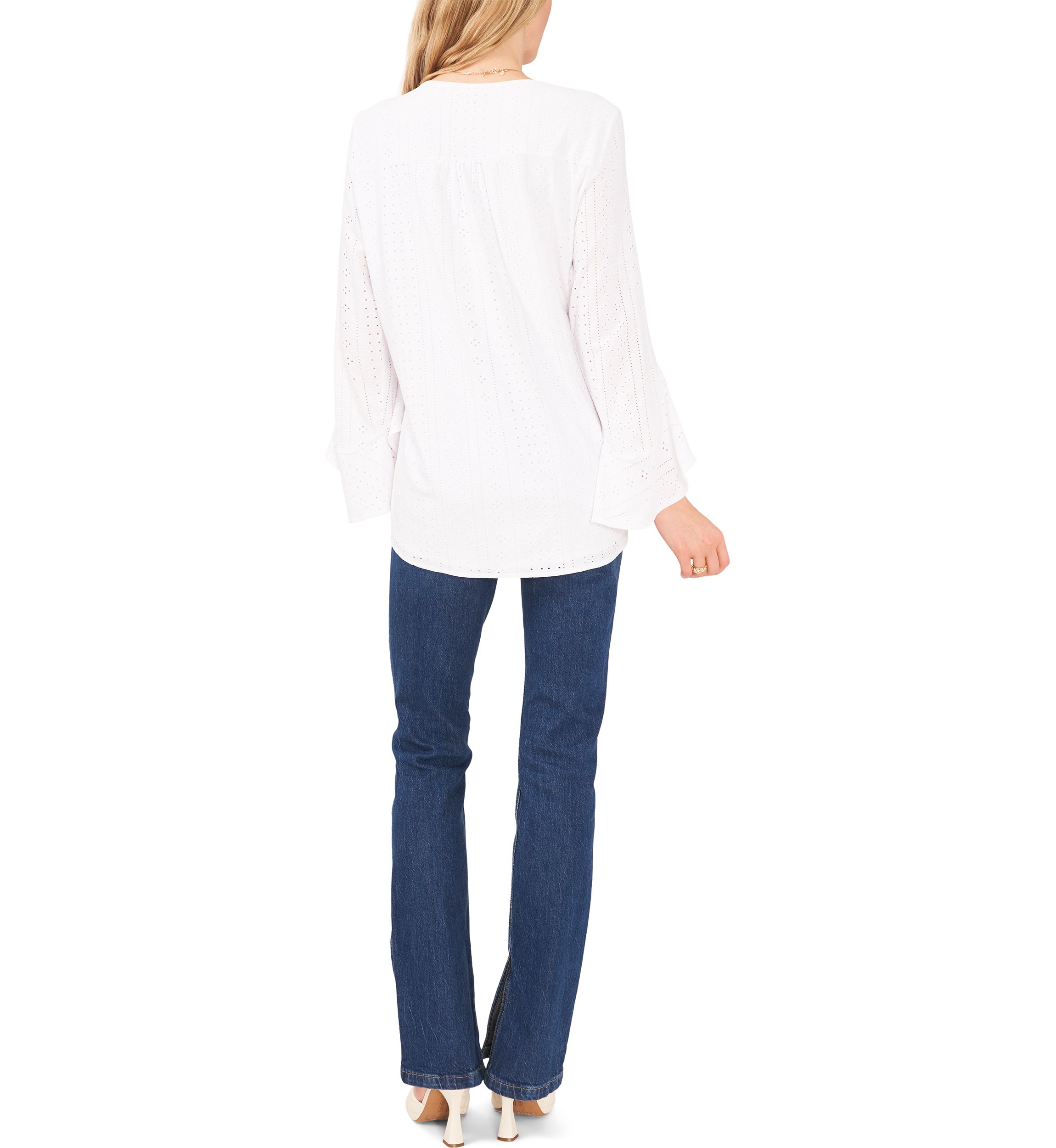 Womens Flutter Sleeve V-Neck Top