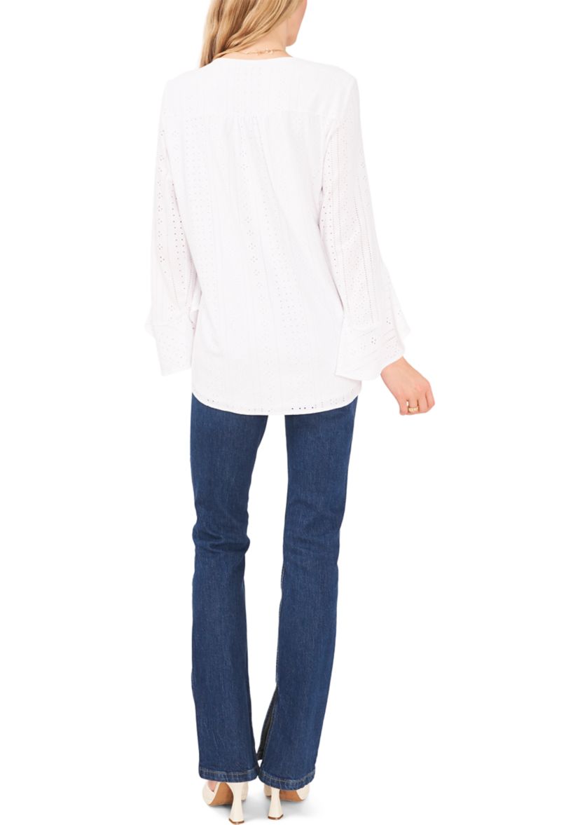 Womens Flutter Sleeve V-Neck Top