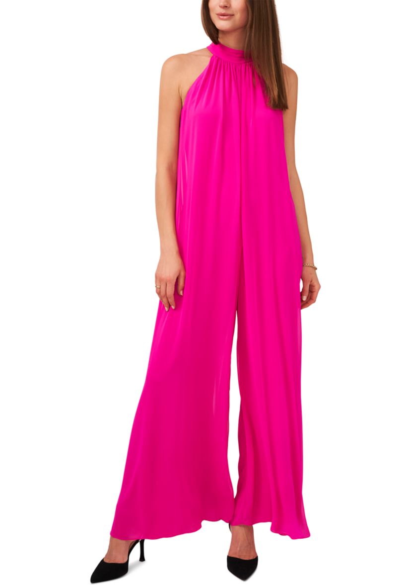 Womens Halter Neck Chiffon Maxi Jumpsuit