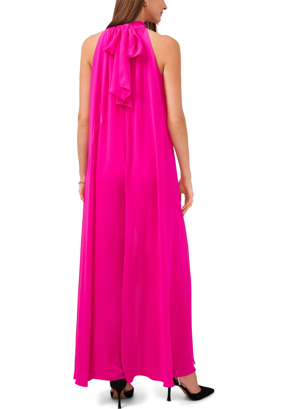 Womens Halter Neck Chiffon Maxi Jumpsuit
