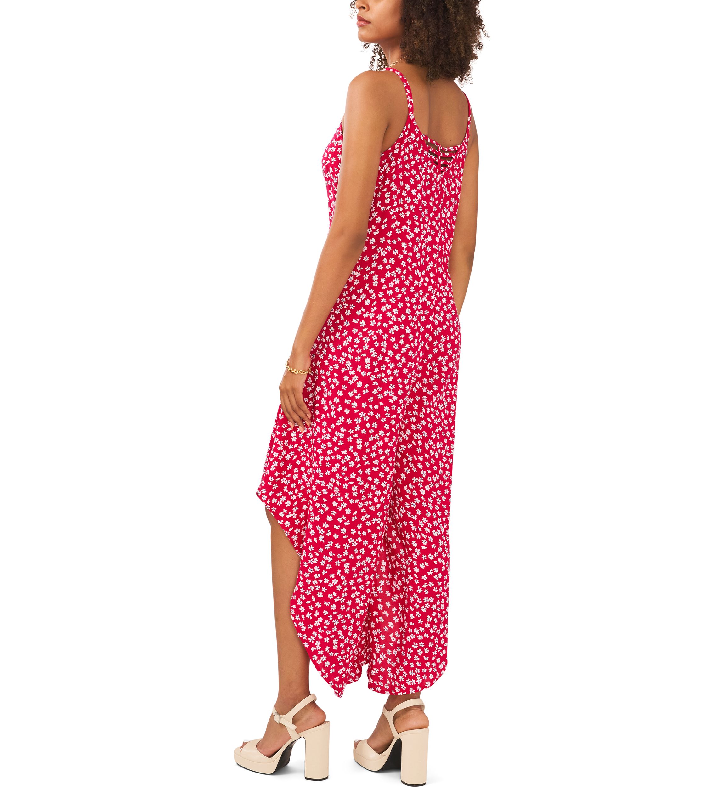 Womens Wide Flare Printed Challis Jumpsuit