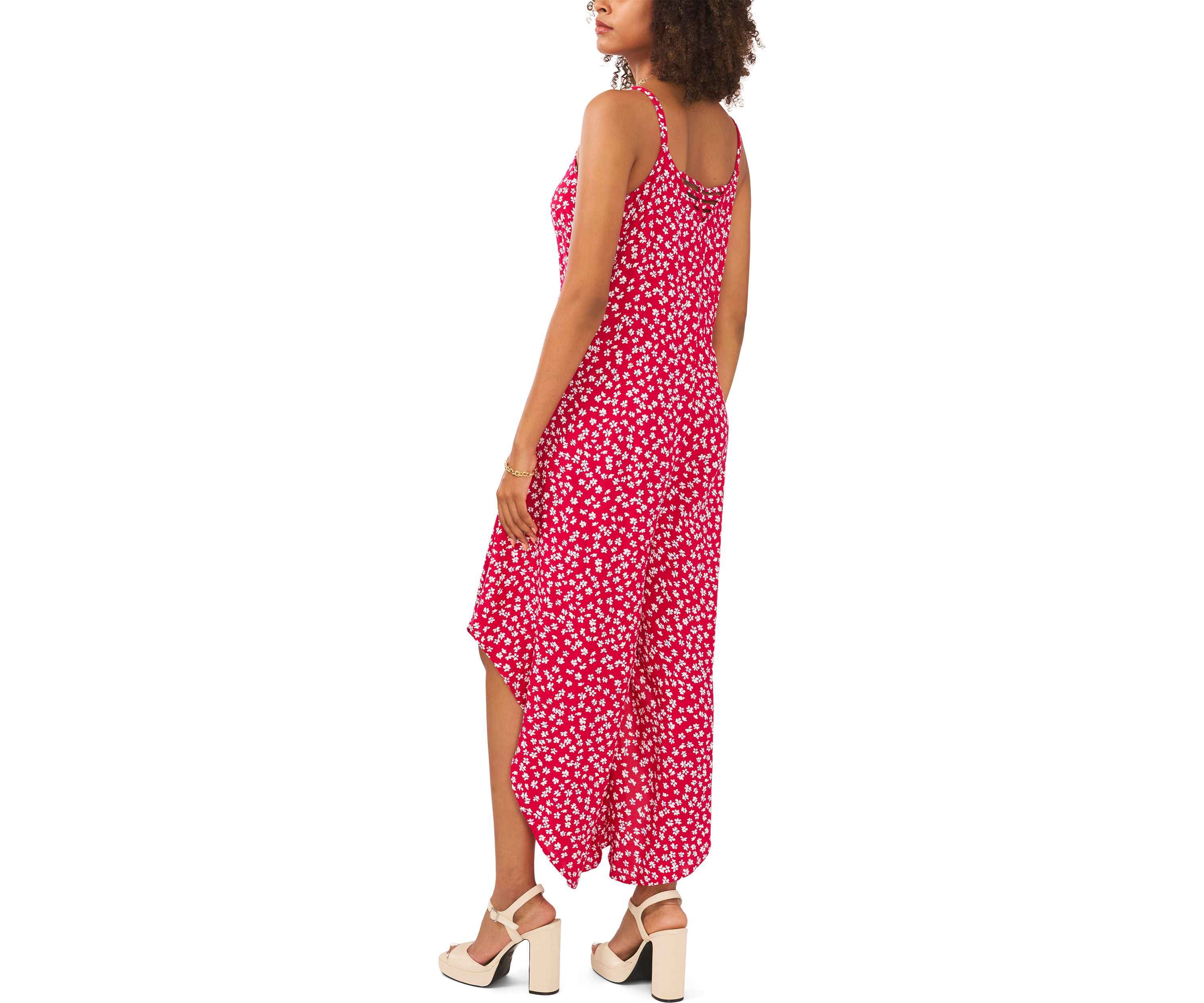 Womens Wide Flare Printed Challis Jumpsuit