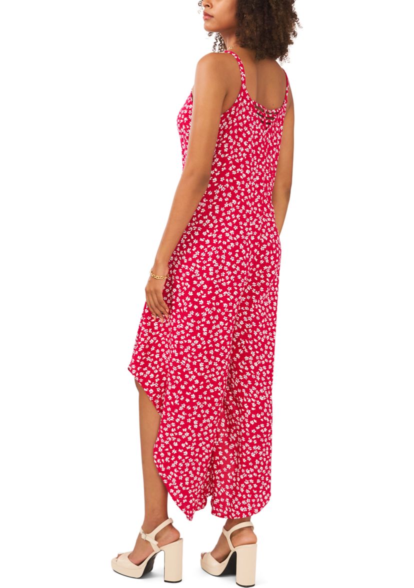Womens Wide Flare Printed Challis Jumpsuit
