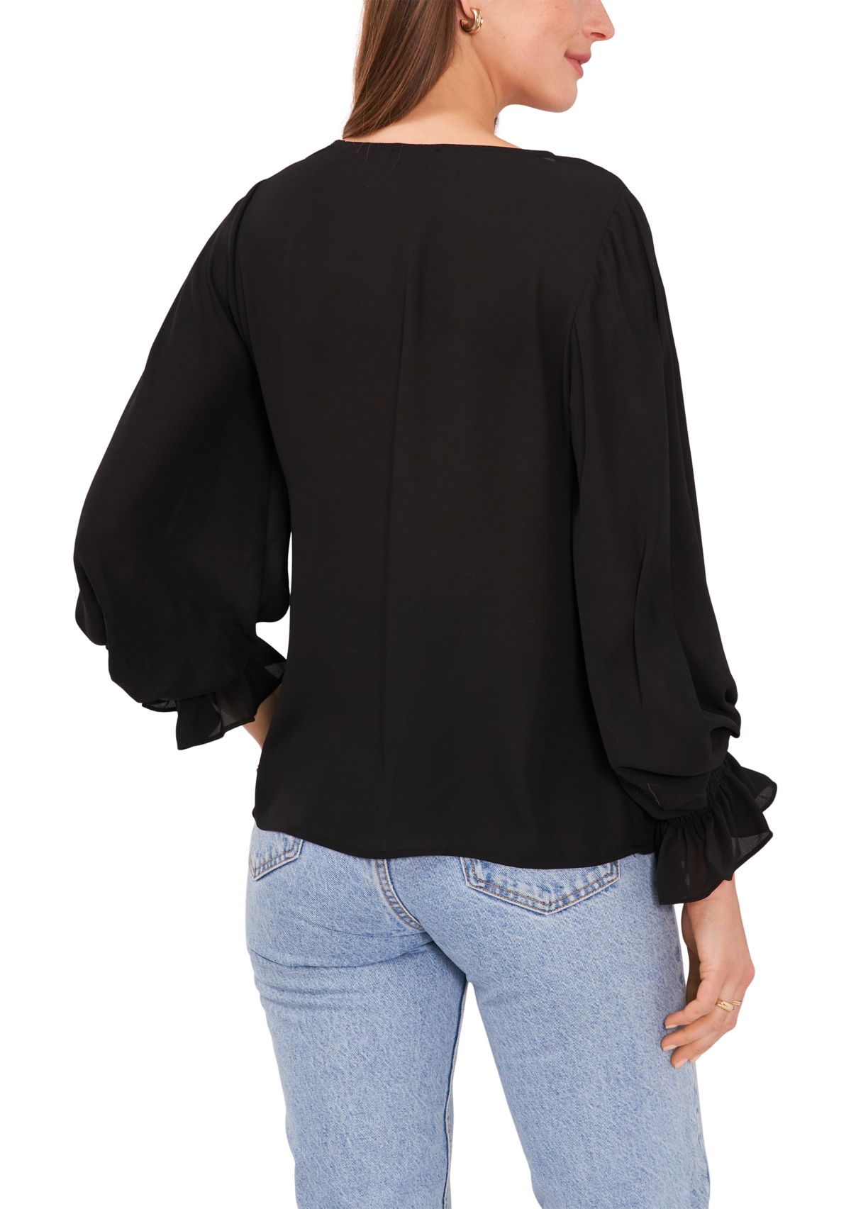 Womens Long Blouson Sleeve Blouse 