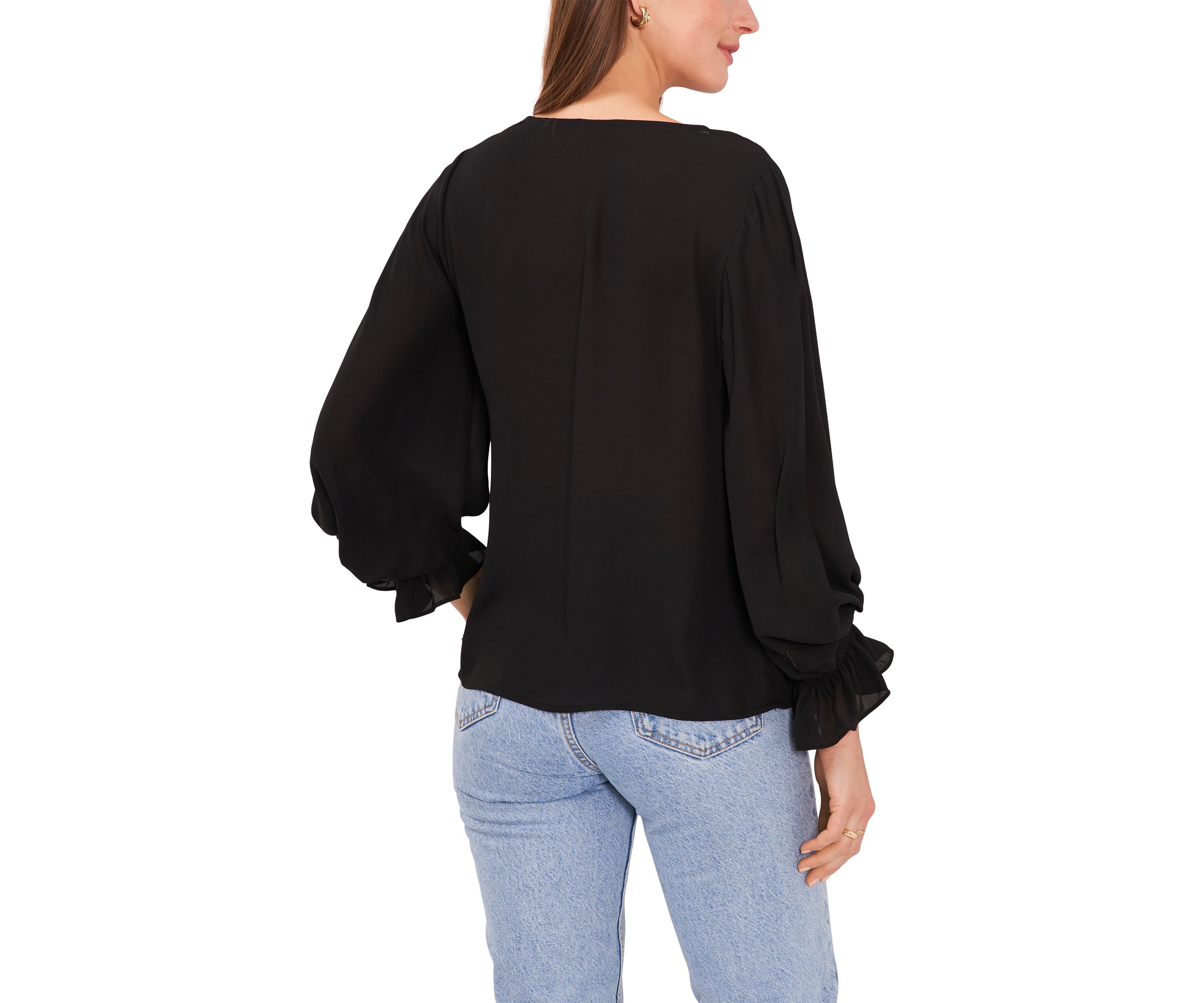 Womens Long Blouson Sleeve Blouse 