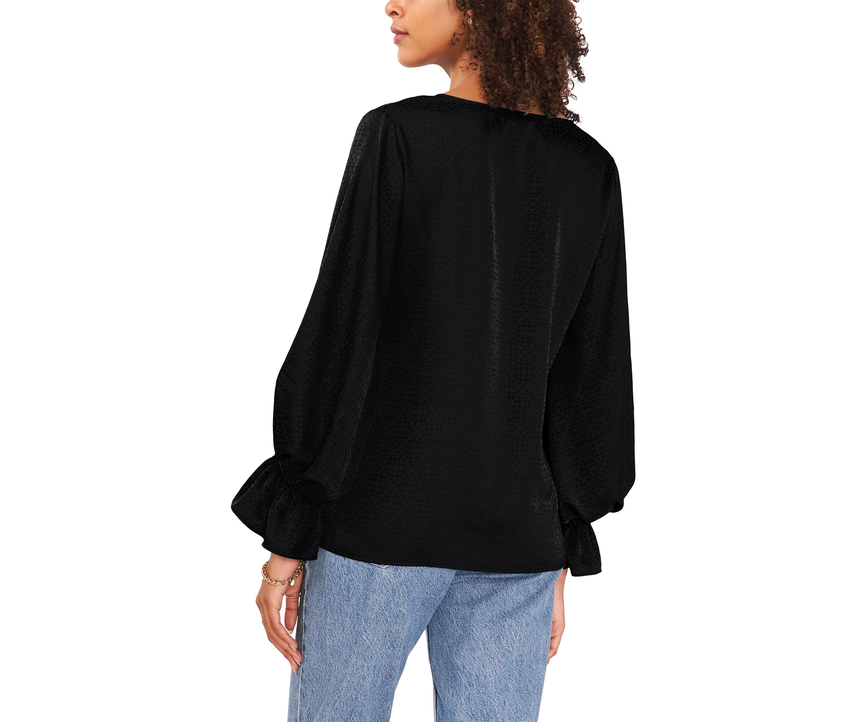 Womens Bubble Sleeve Jacquard Top 