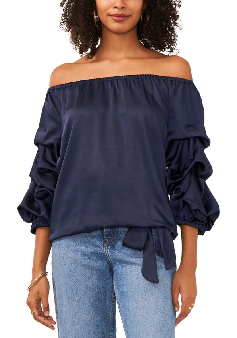 Womens 3/4 Cha Cha Sleeve Off the Shoulder Blouse