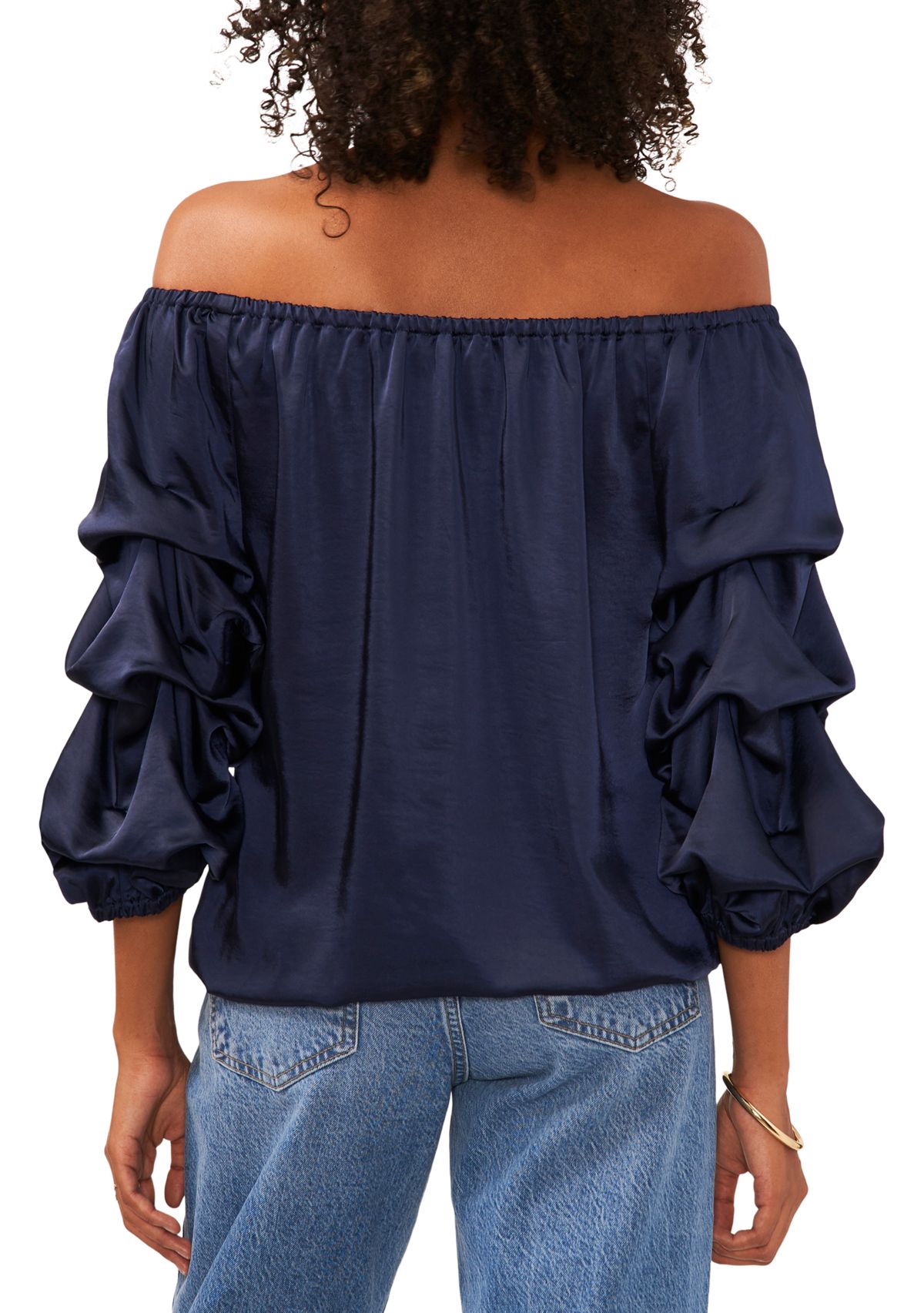 Womens 3/4 Cha Cha Sleeve Off the Shoulder Blouse