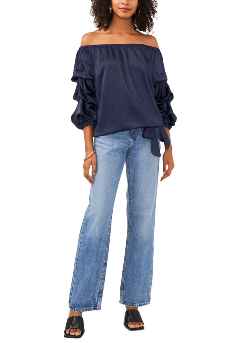 Womens 3/4 Cha Cha Sleeve Off the Shoulder Blouse