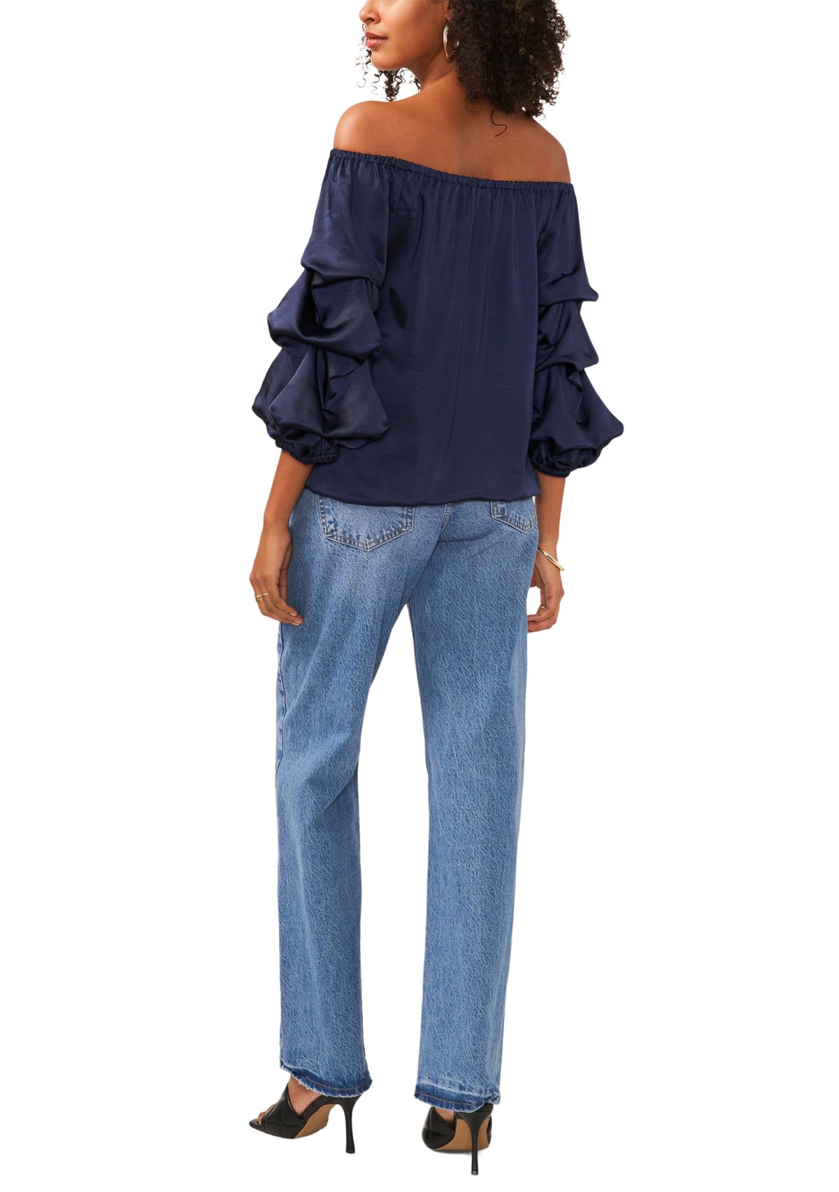 Womens 3/4 Cha Cha Sleeve Off the Shoulder Blouse