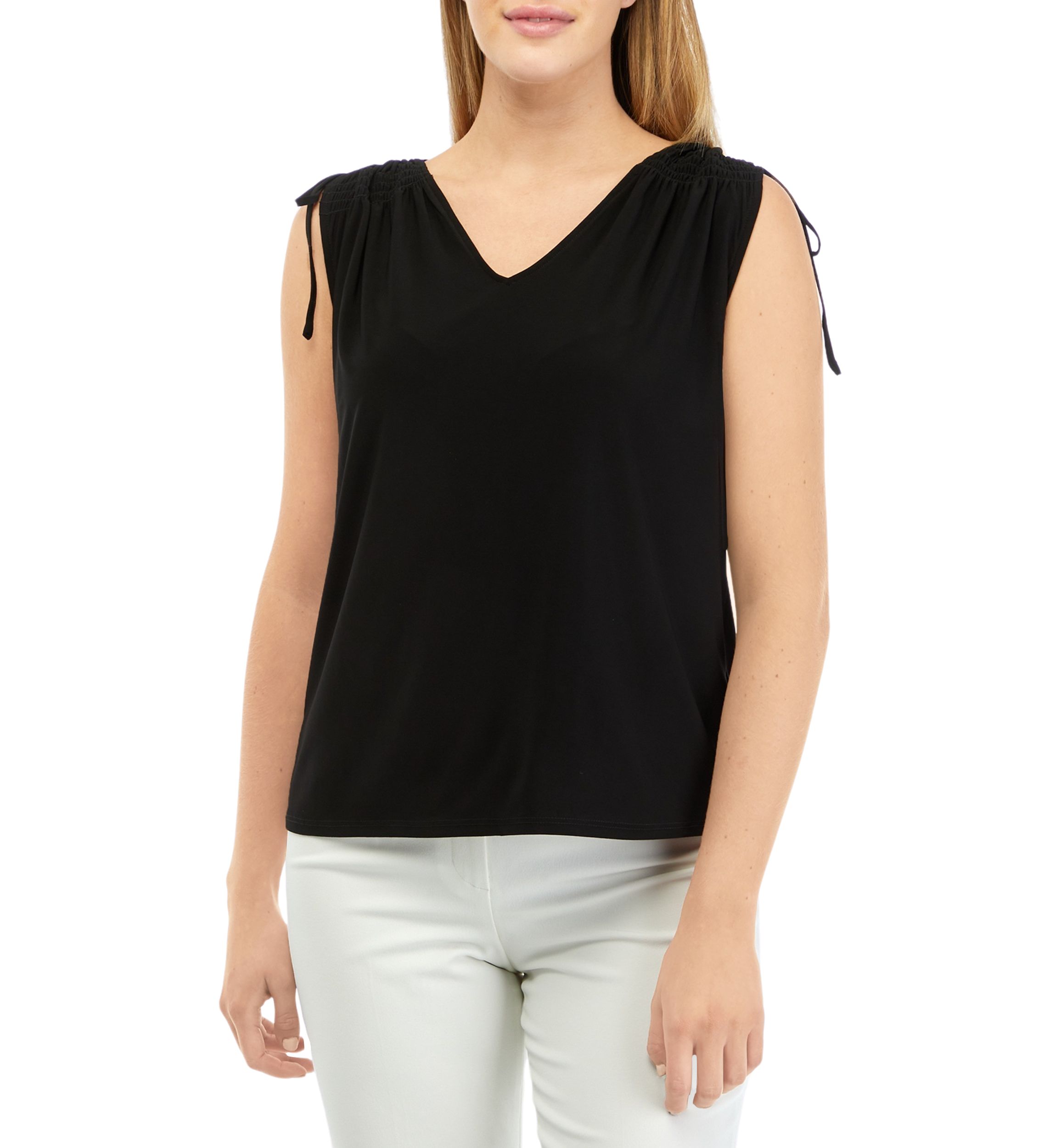 Womens Tie Shoulder V-Neck Top