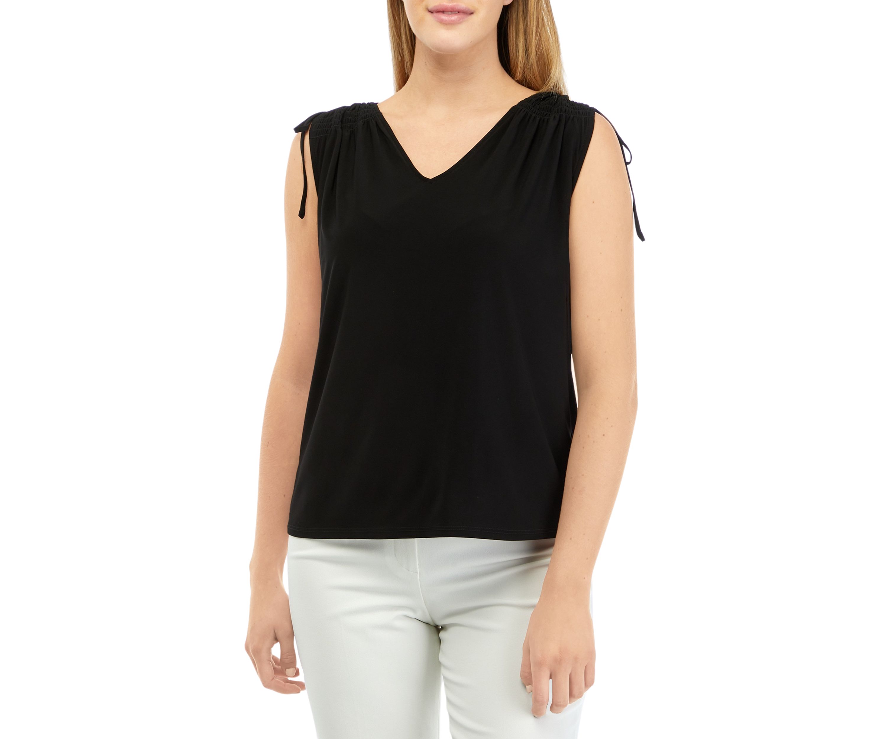 Womens Tie Shoulder V-Neck Top