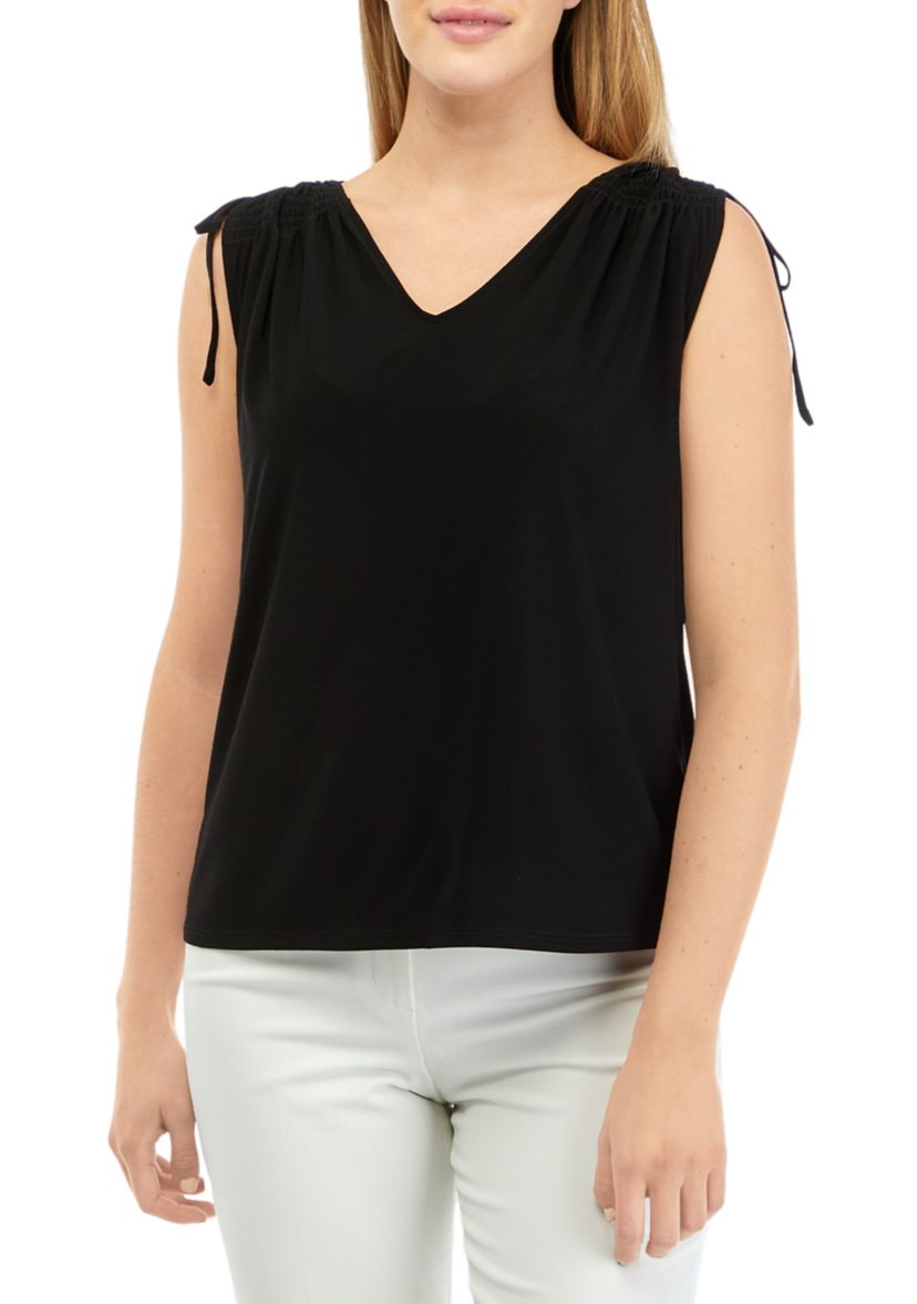 Womens Tie Shoulder V-Neck Top