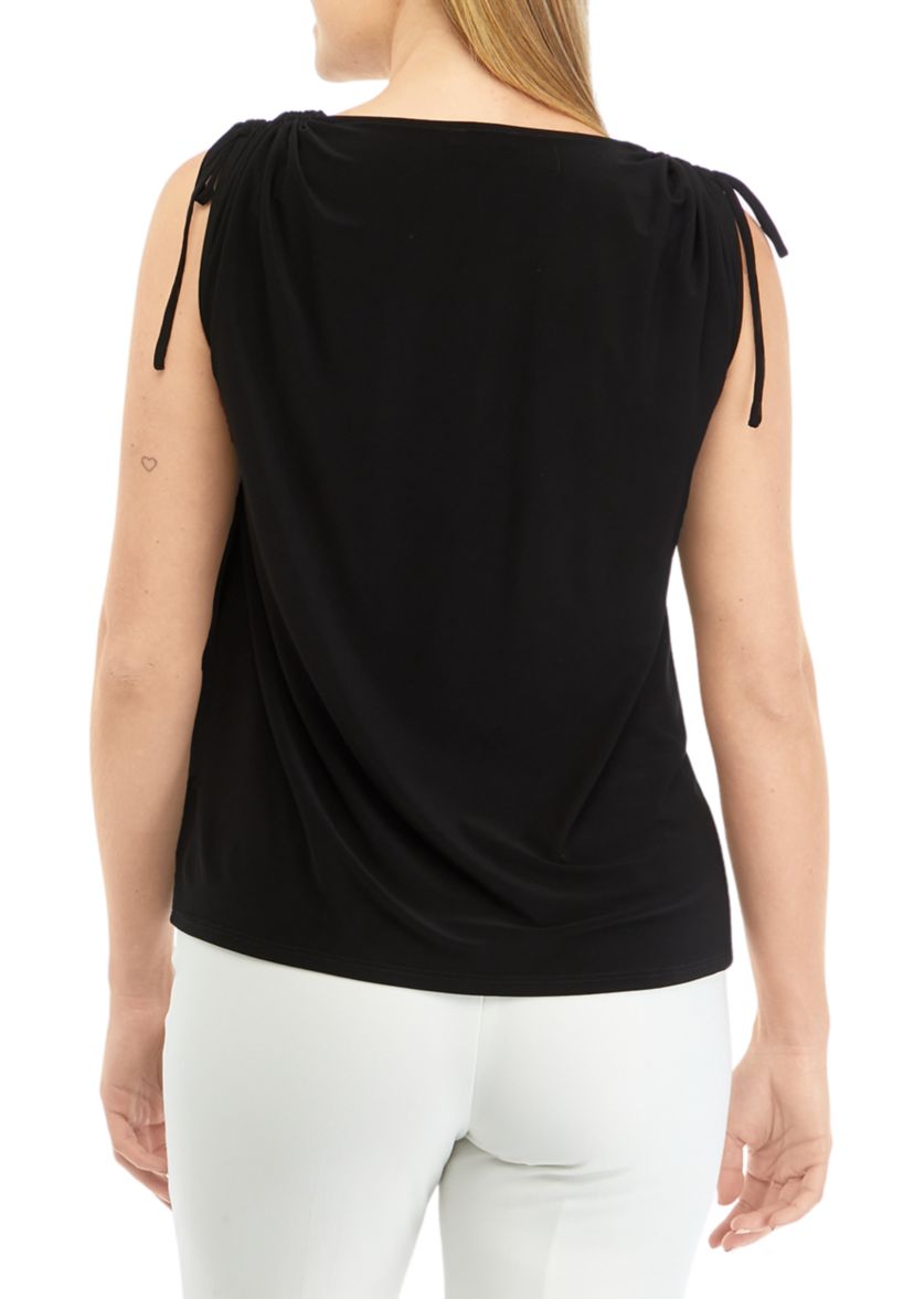 Womens Tie Shoulder V-Neck Top