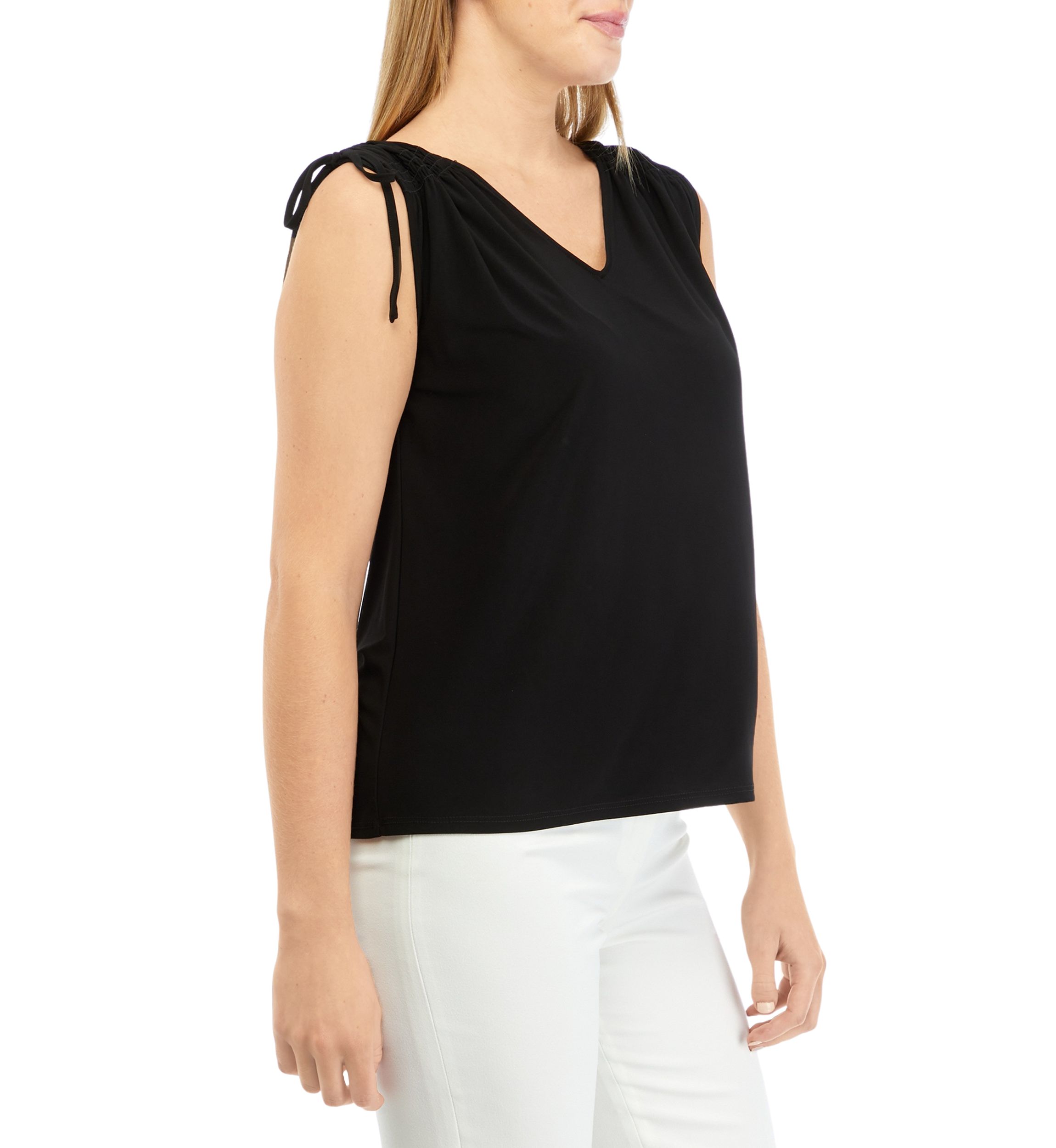 Womens Tie Shoulder V-Neck Top