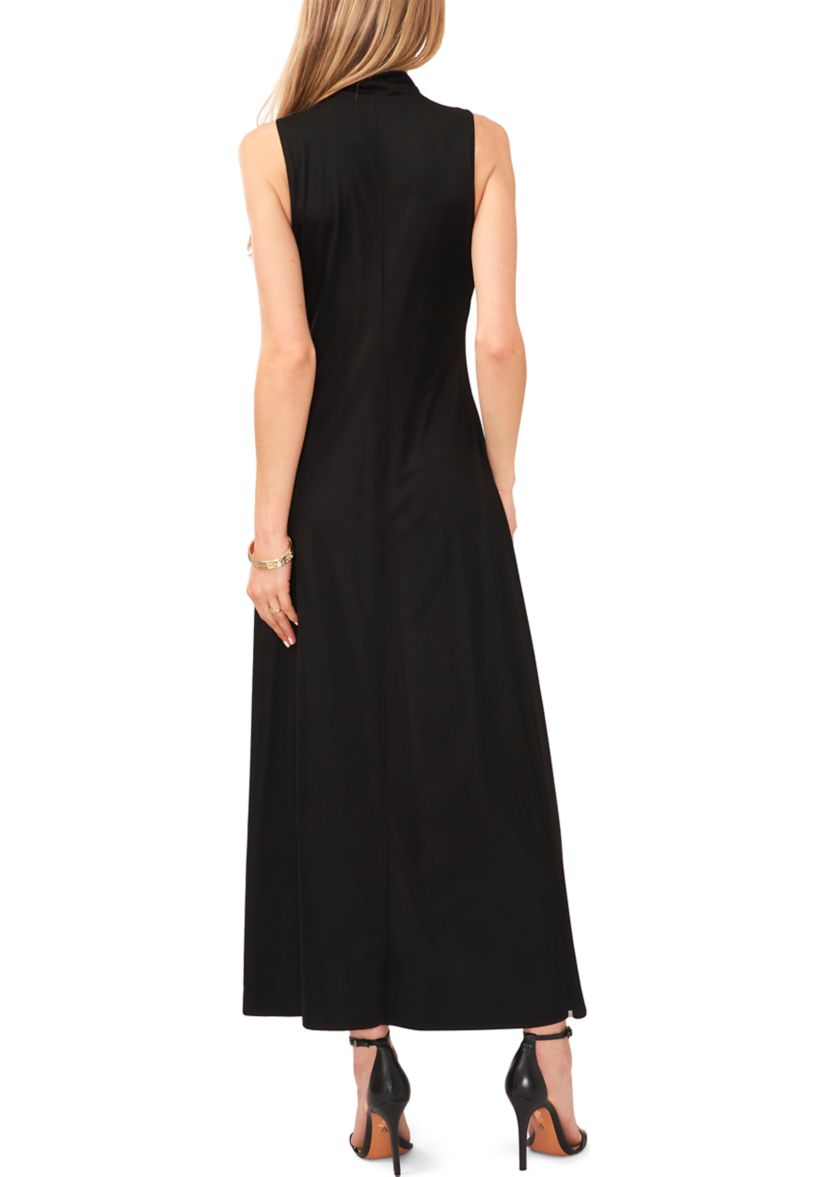 Womens Sleeveless High Neck Mesh Maxi Dress
