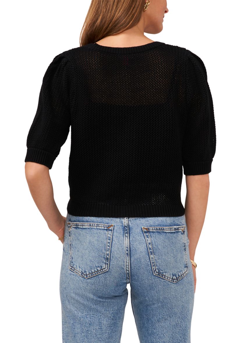 Womens V-Neck Pointelle Cardigan