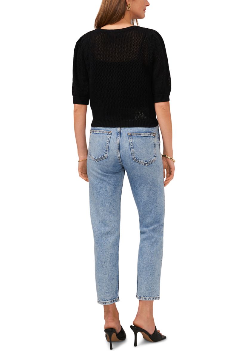 Womens V-Neck Pointelle Cardigan