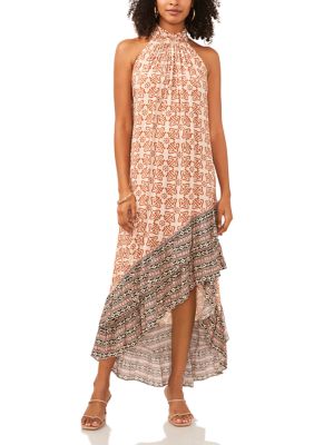 Vince Camuto Women's Halter Placed Printed Asymmetrical Hem Dress -  180002691324979