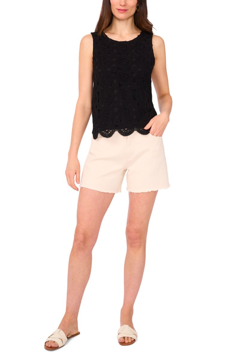 Womens Sleeveless Circle Crochet Sweater 