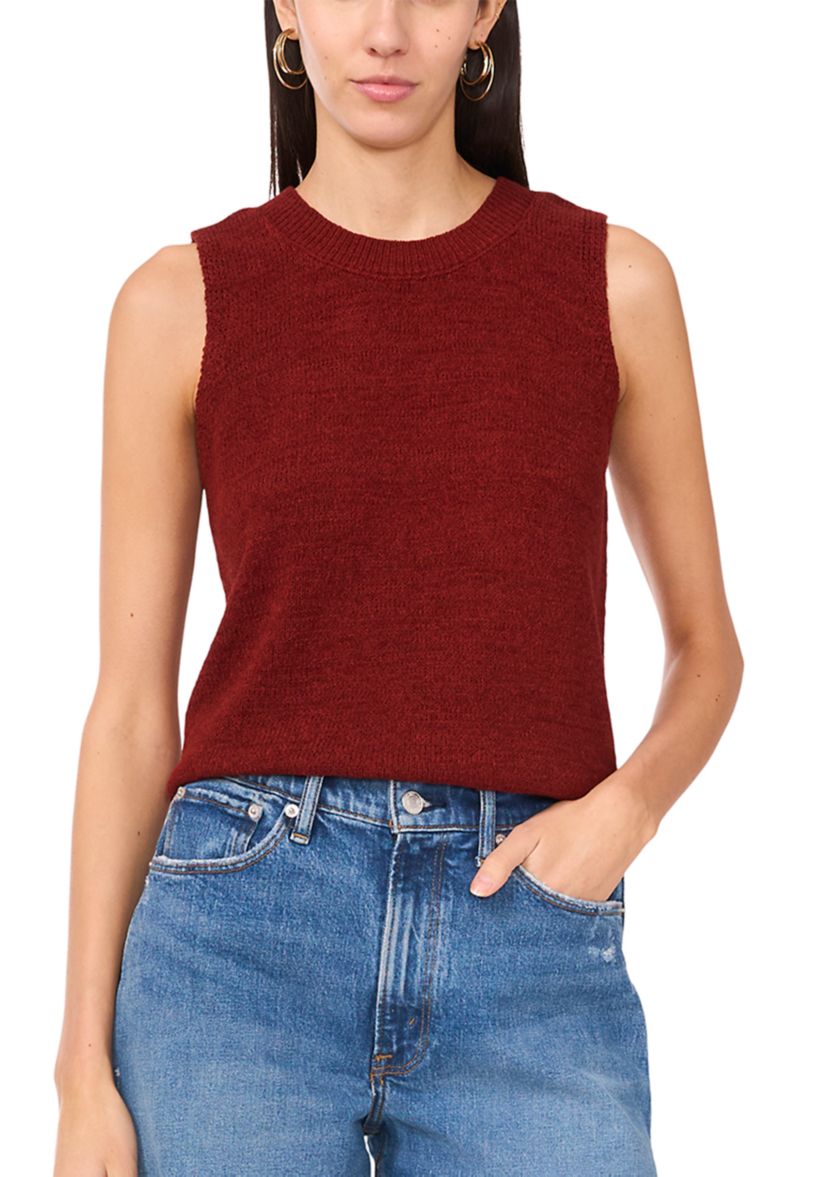 Womens Sleeveless Crew Neck Sweater