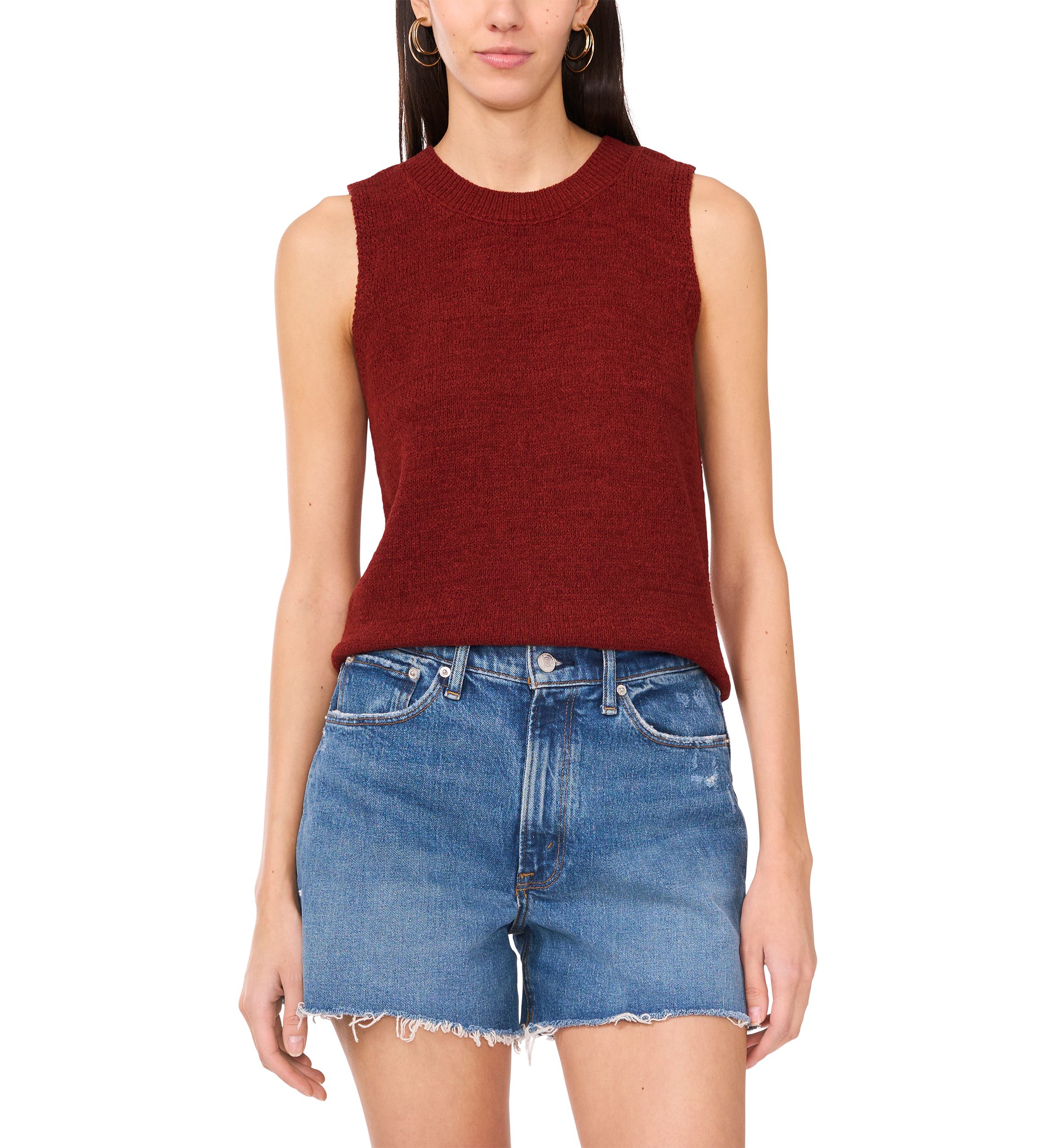 Womens Sleeveless Crew Neck Sweater