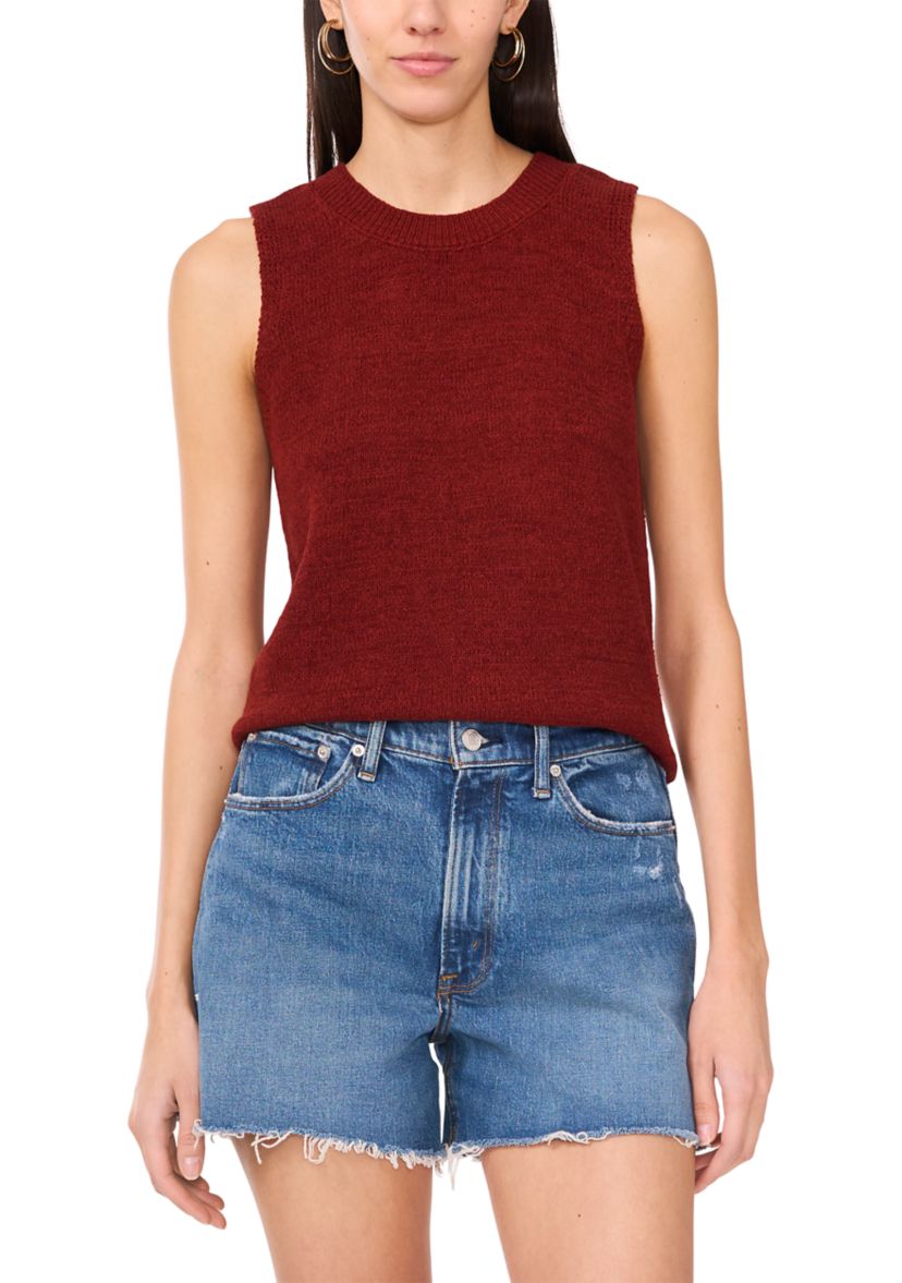 Womens Sleeveless Crew Neck Sweater