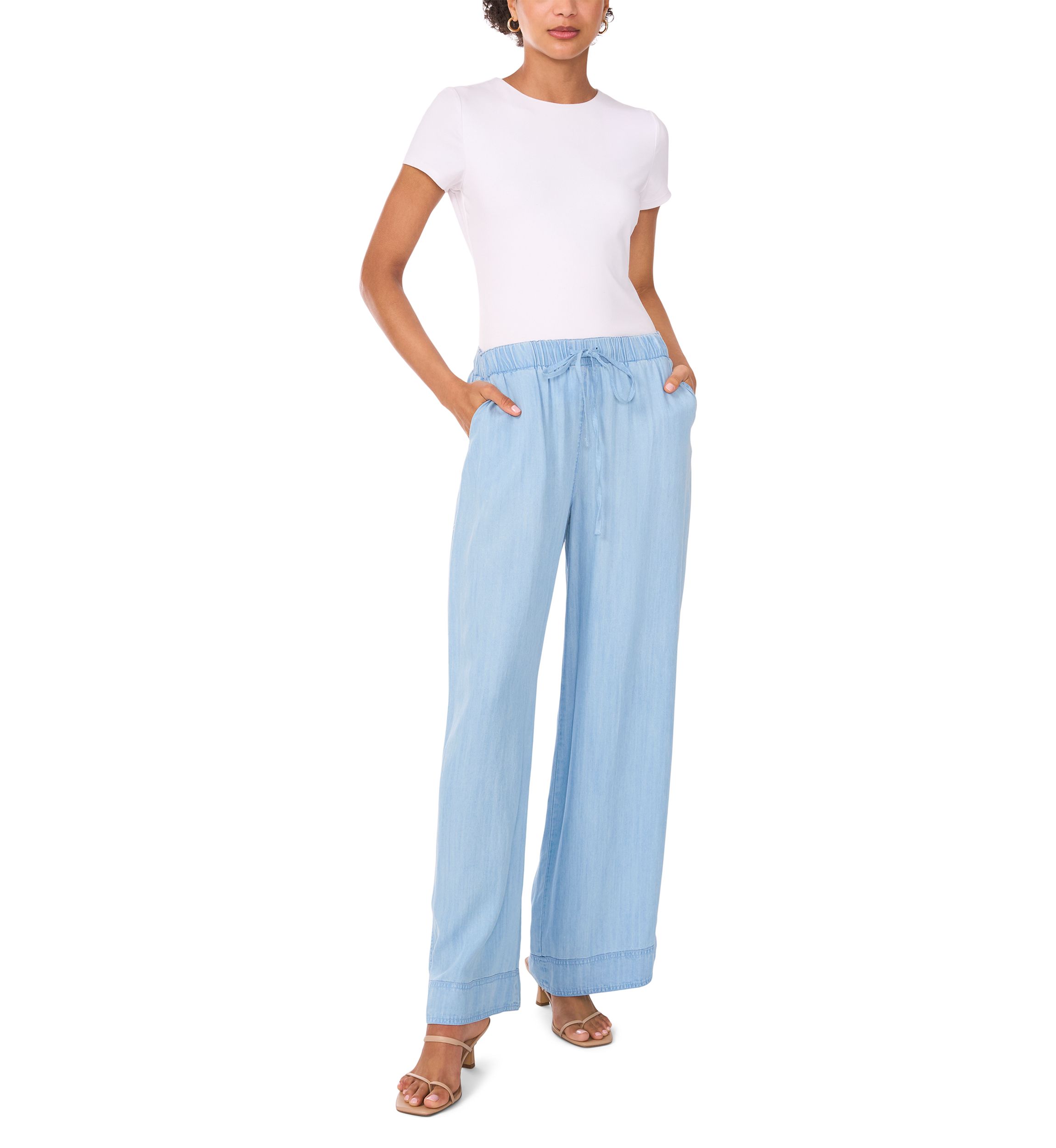 Womens Wide Leg Tencel Pants