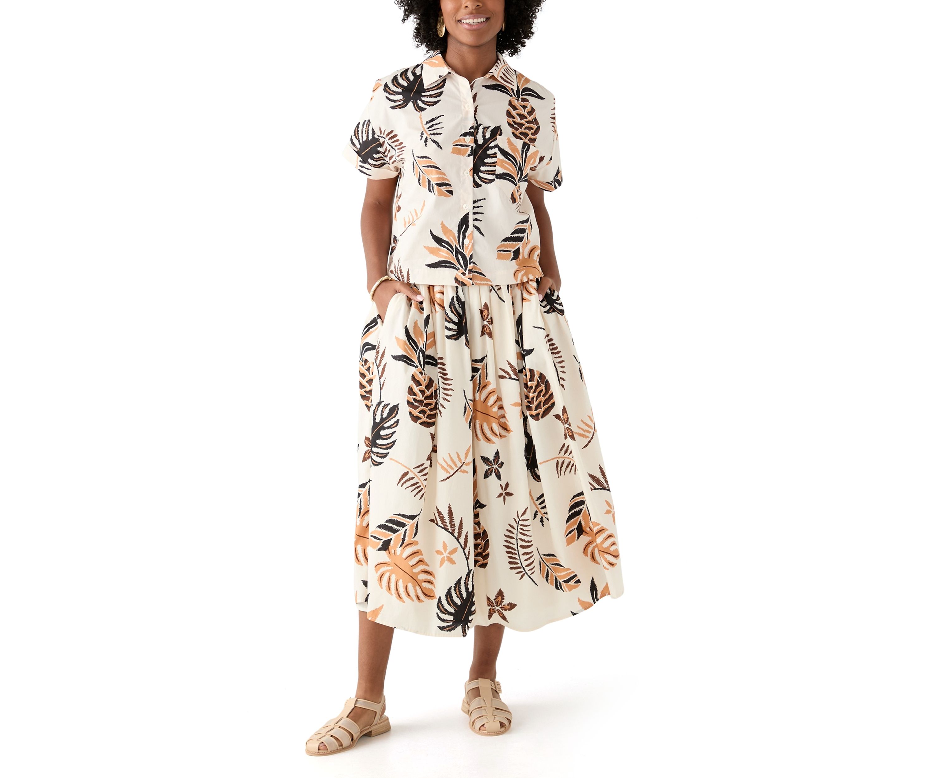 Womens Pull On Printed A-Line Skirt
