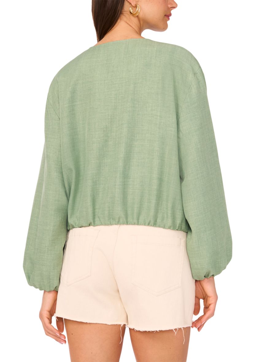 Women's Long Sleeve Zip Front Bubble Hem Jacket