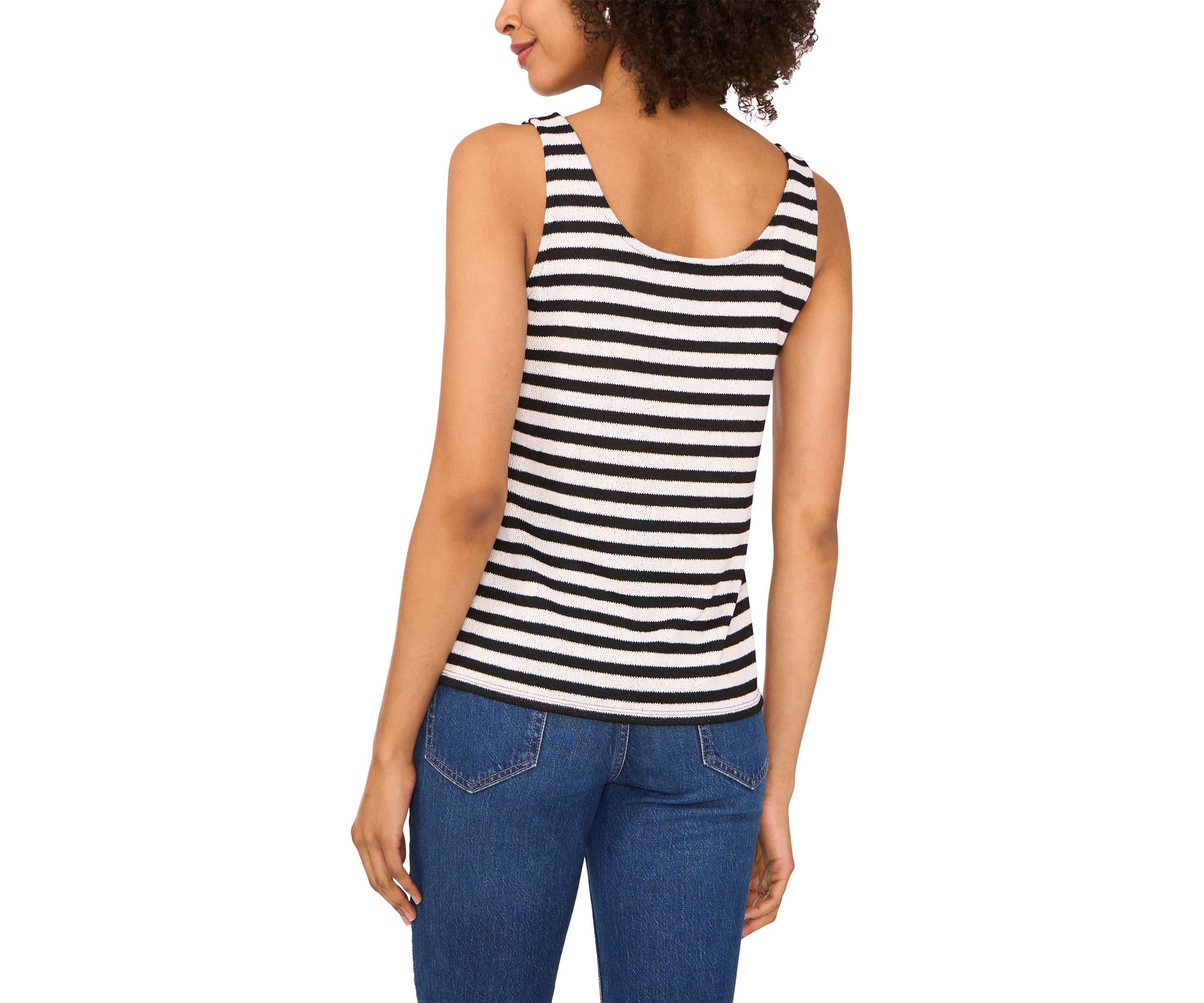 Womens Scoop Neck Stripe Sweater Tank Top