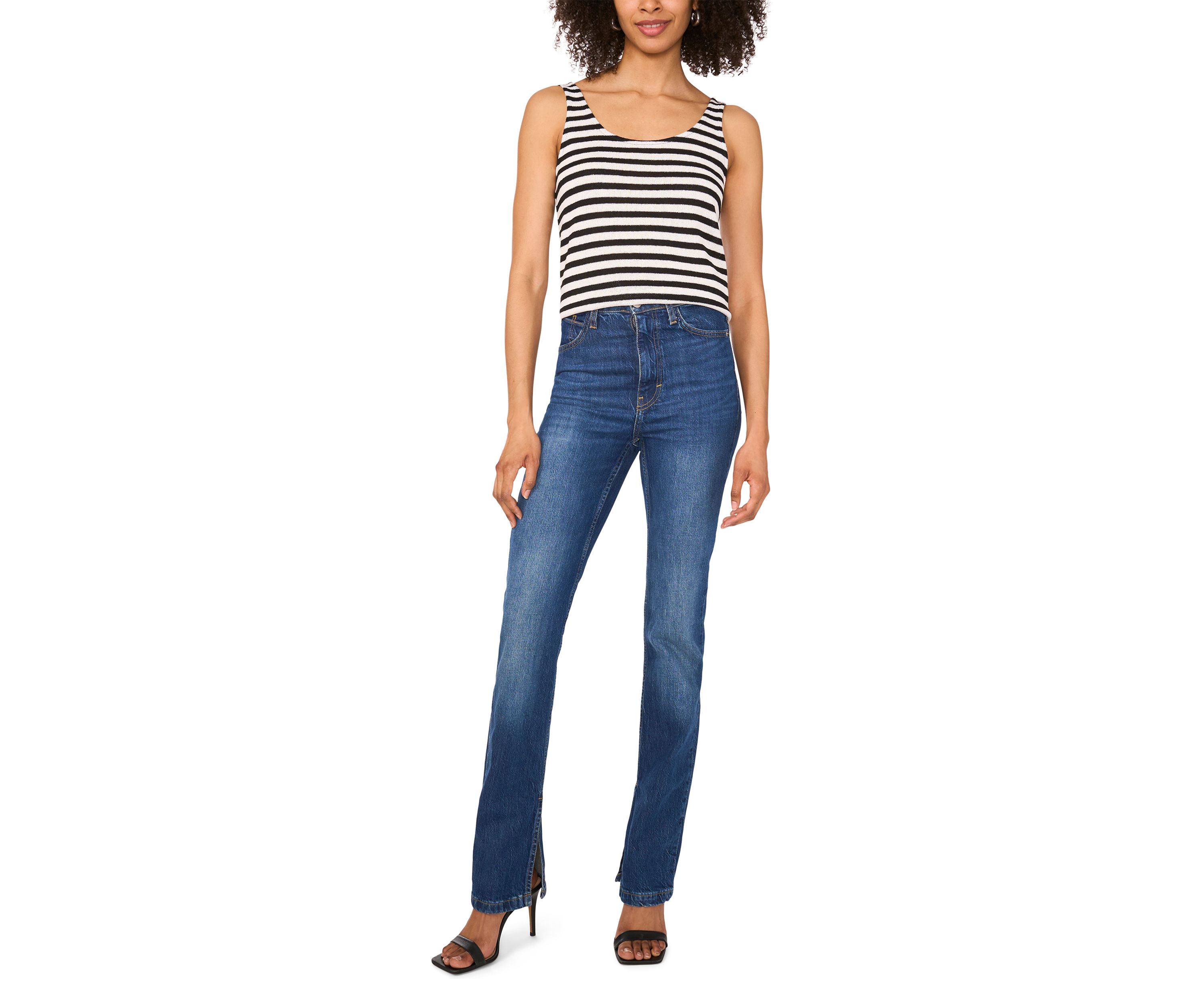 Womens Scoop Neck Stripe Sweater Tank Top