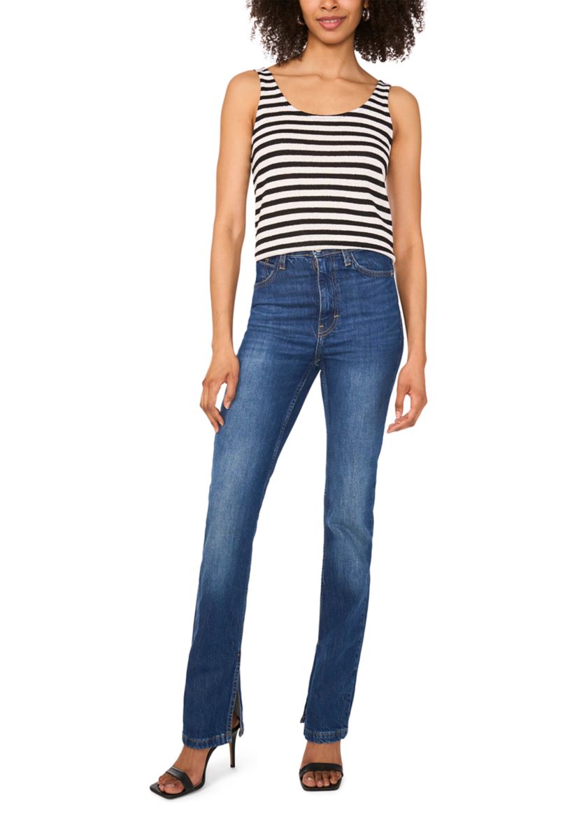 Womens Scoop Neck Stripe Sweater Tank Top