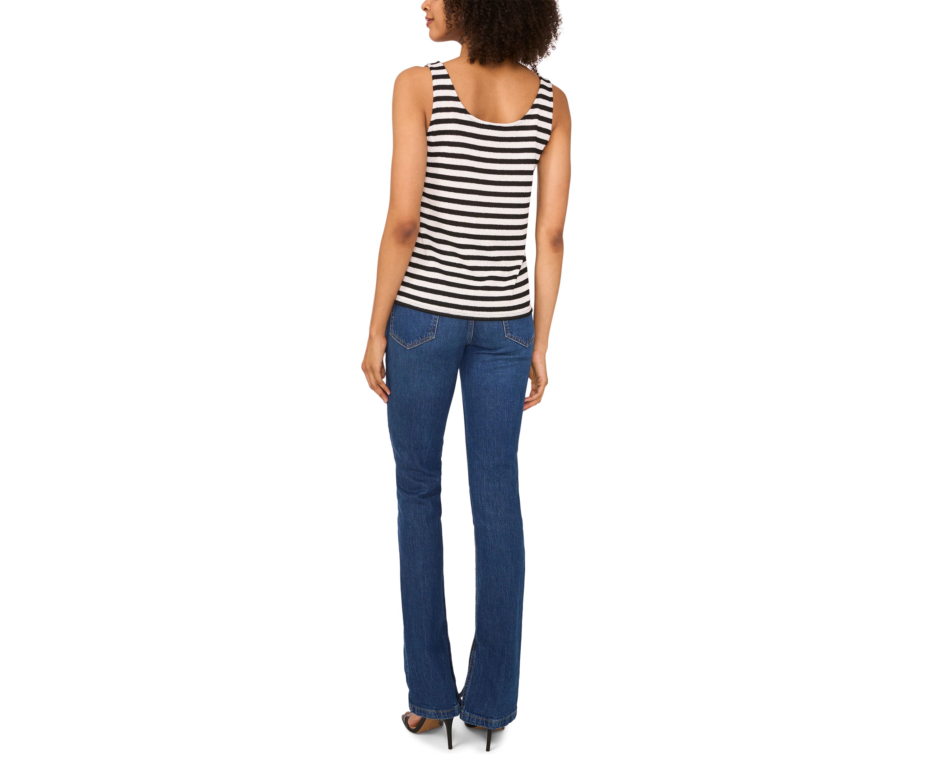 Womens Scoop Neck Stripe Sweater Tank Top