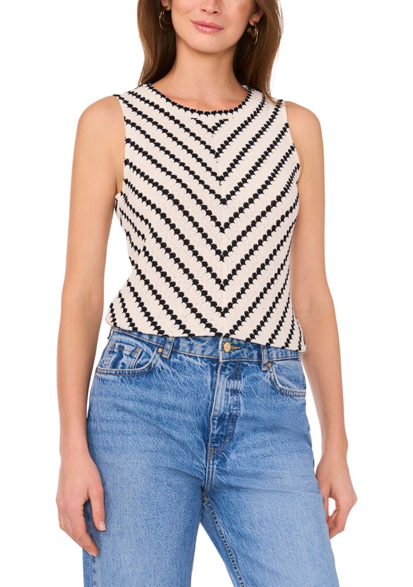 Womens Sleeveless Striped Sweater Tank Top