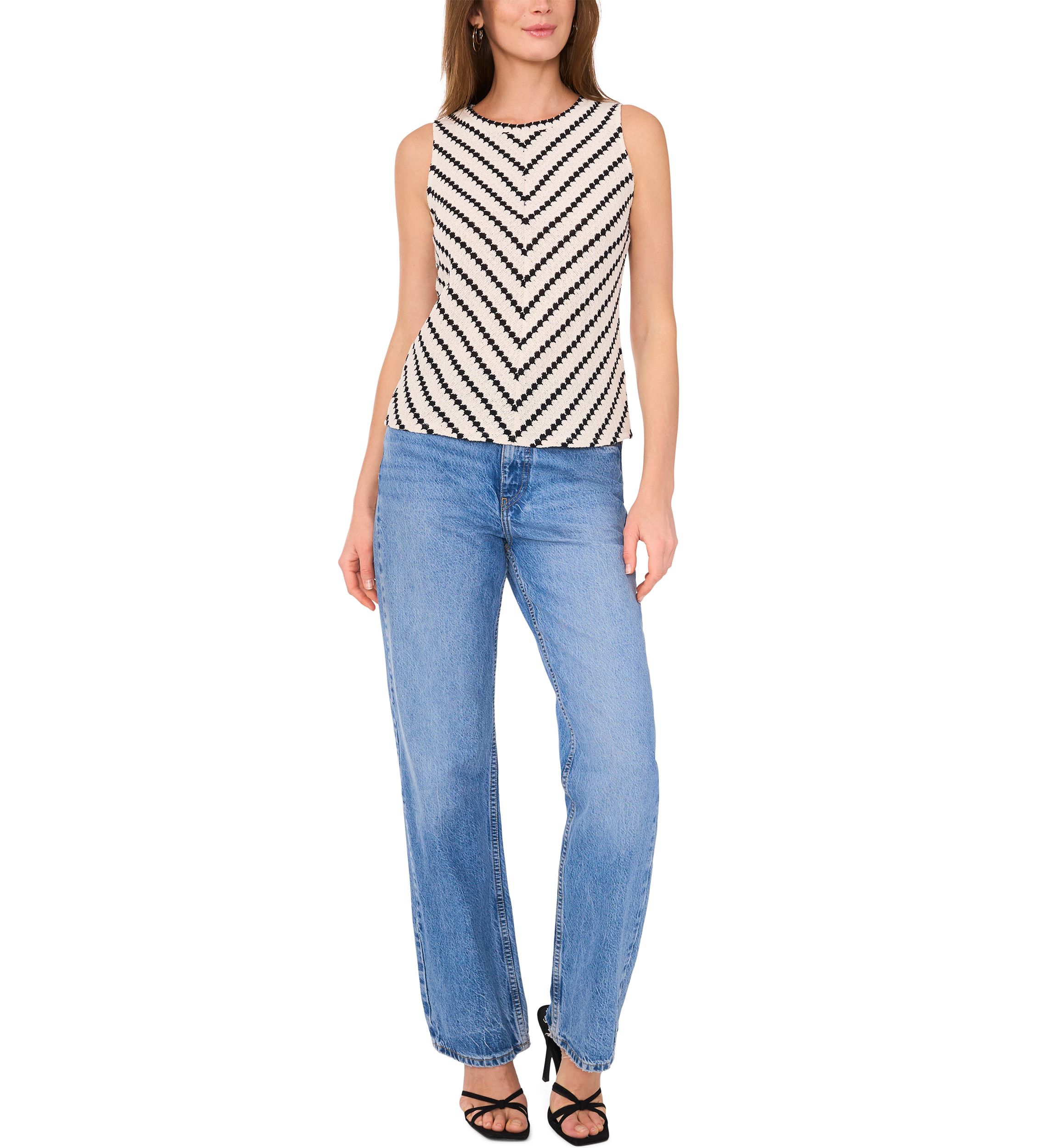 Womens Sleeveless Striped Sweater Tank Top