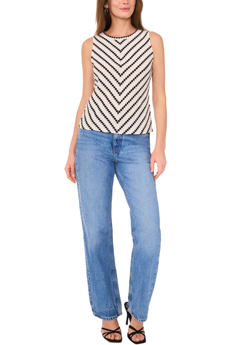 Womens Sleeveless Striped Sweater Tank Top
